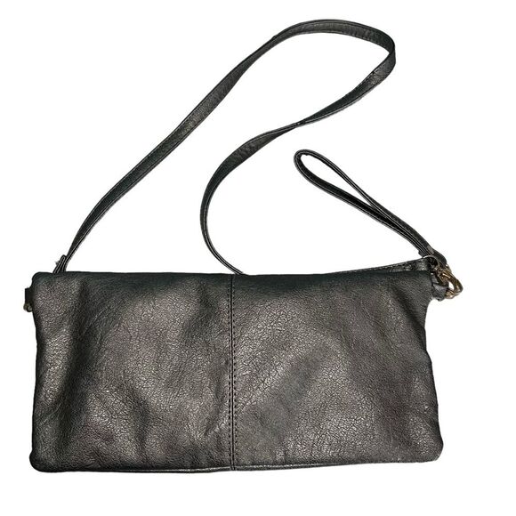 Imoshion Gunmetal Pewter Gray Fold-over Shoulder Bag or Clutch Rhinestones - Picture 2 of 12